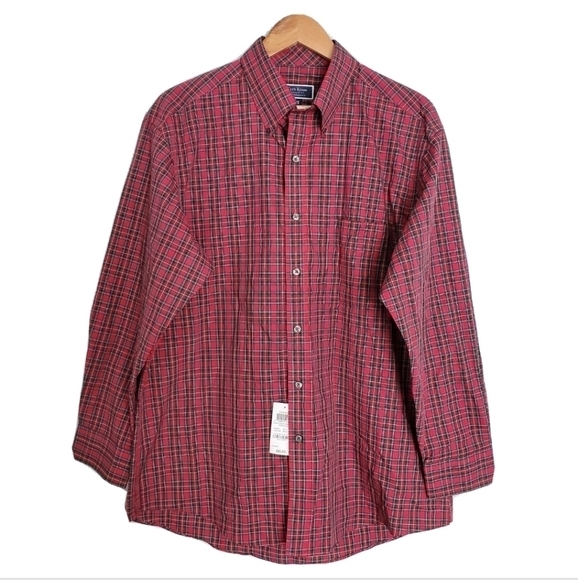 Club Room Regular Fit Red Plaid Button Down Shirt - Picture 2 of 8